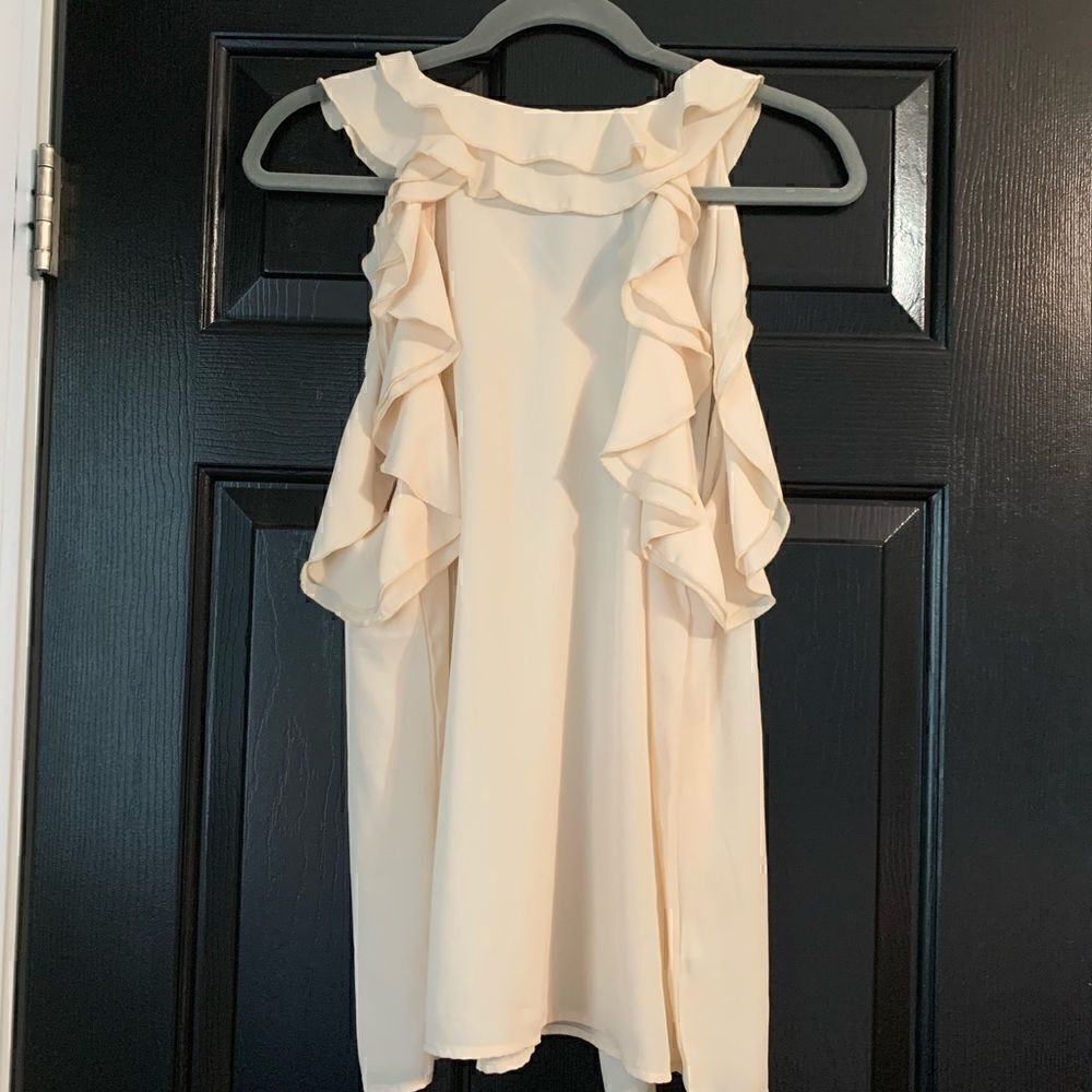 Cream Ruffle Tie Back Blouse